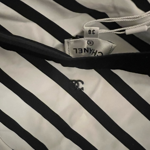 CHANEL one piece swimsuit black and white strip, Sz 38 - Picture 4 of 4